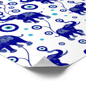 Evil Eye Elephant Good Luck amulet pattern ポスター (角)