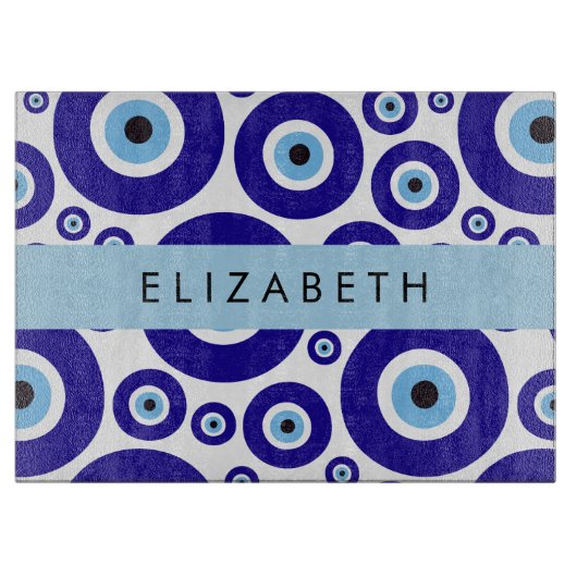 Evil Eye, Greek Eye, Turkish Eye, Mati, Your Name カッティングボード (正面)