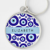 Evil Eye, Greek Eye, Turkish Eye, Mati, Your Name キーホルダー (正面)