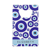 Evil Eye, Greek Eye, Turkish Eye, Mati, Your Name クレジットカード栓抜き (裏面)