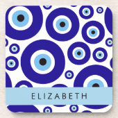 Evil Eye, Greek Eye, Turkish Eye, Mati, Your Name コースター (正面)