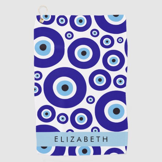 Evil Eye, Greek Eye, Turkish Eye, Mati, Your Name ゴルフタオル (正面)