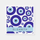 Evil Eye, Greek Eye, Turkish Eye, Mati, Your Name スタンダードカクテルナプキン (正面)
