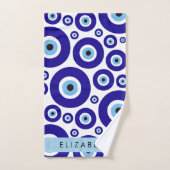 Evil Eye, Greek Eye, Turkish Eye, Mati, Your Name バスタオルセット (ハンドタオル)