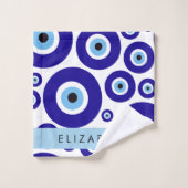 Evil Eye, Greek Eye, Turkish Eye, Mati, Your Name バスタオルセット (ウォッシュタオル)