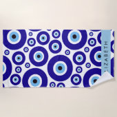 Evil Eye, Greek Eye, Turkish Eye, Mati, Your Name ビーチタオル (正面)