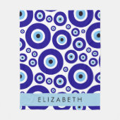 Evil Eye, Greek Eye, Turkish Eye, Mati, Your Name フリースブランケット (正面)