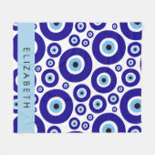 Evil Eye, Greek Eye, Turkish Eye, Mati, Your Name フリースブランケット (正面(横))