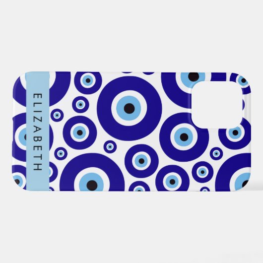 Evil Eye, Greek Eye, Turkish Eye, Mati, Your Name iPhoneケース (裏面横)