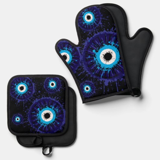 🧿 Evil Eye Kitchen Guardian 鍋つかみ&鍋敷きセット (正面/裏面)