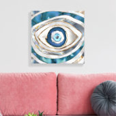 Evil Eye Mineral質感と金ゴールド キャンバスプリント (インサイチュ (リビング))