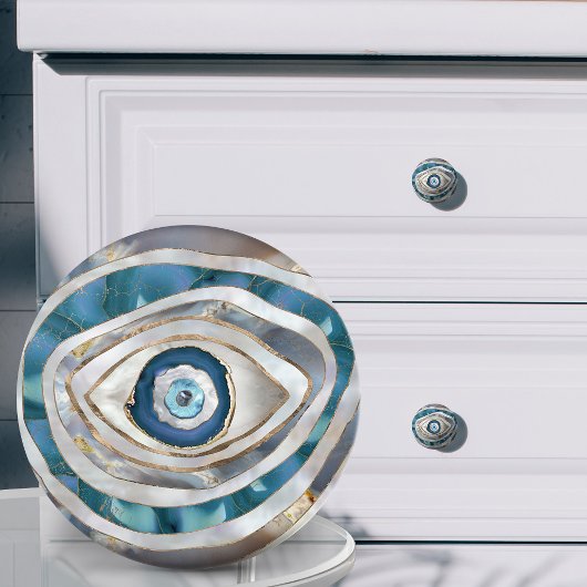 Evil Eye Mineral質感と金ゴールド セラミックノブ