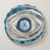 Evil Eye Mineral質感と金ゴールド ラウンドクッション (裏面)