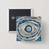 Evil Eye Mineral質感と金ゴールド 缶バッジ (正面&裏面)