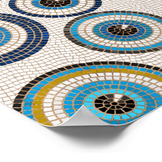 Evil Eye Mosaic Tile Pattern ポスター (角)
