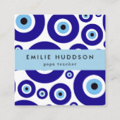 Evil Eye Pattern, Greek Eye, Nazar, Yoga Teacher スクエア名刺 (正面)