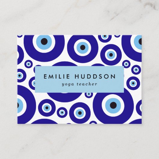 Evil Eye Pattern, Greek Eye, Nazar, Yoga Teacher 名刺 (正面)