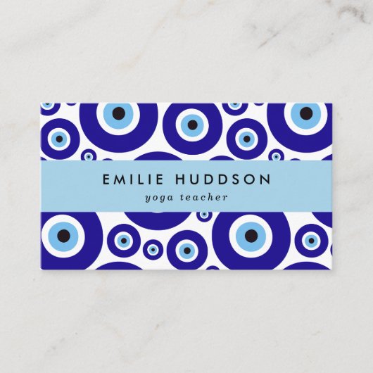 Evil Eye Pattern, Greek Eye, Nazar, Yoga Teacher 名刺 (正面)