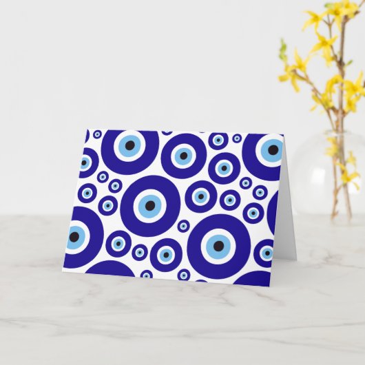 Evil Eye Pattern, Greek Eye, Turkish Eye, Nazar カード (黄色い花)