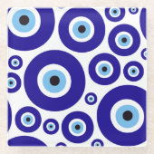 Evil Eye Pattern, Greek Eye, Turkish Eye, Nazar ガラスコースター (正面)