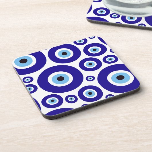Evil Eye Pattern, Greek Eye, Turkish Eye, Nazar コースター (左側)