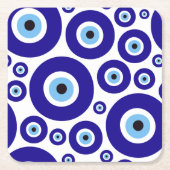 Evil Eye Pattern, Greek Eye, Turkish Eye, Nazar スクエアペーパーコースター (正面)