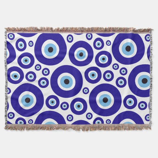 Evil Eye Pattern, Greek Eye, Turkish Eye, Nazar スローブランケット (正面)