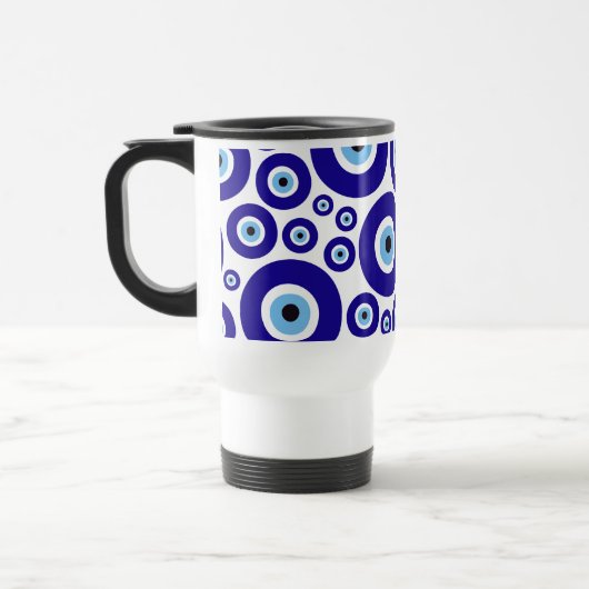Evil Eye Pattern, Greek Eye, Turkish Eye, Nazar トラベルマグ (左)