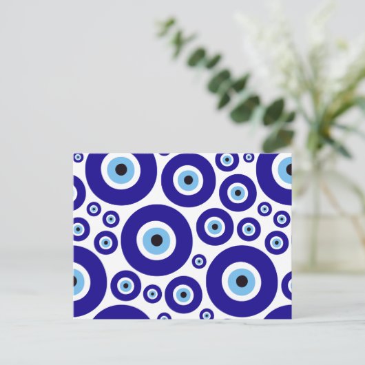 Evil Eye Pattern, Greek Eye, Turkish Eye, Nazar ポストカード (スタンド正面)