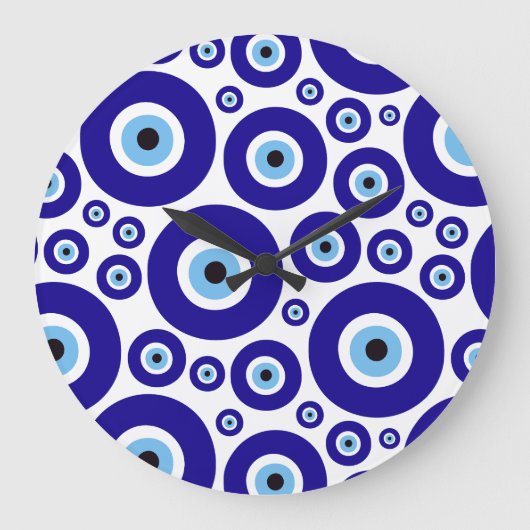 Evil Eye Pattern, Greek Eye, Turkish Eye, Nazar ラージ壁時計 (正面)