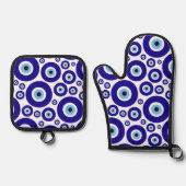 Evil Eye Pattern, Greek Eye, Turkish Eye, Nazar 鍋つかみ&鍋敷きセット (正面)