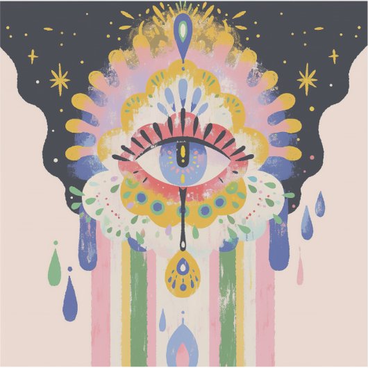 Evil Eye Rainbow Drip Protection Charm シール (正面)