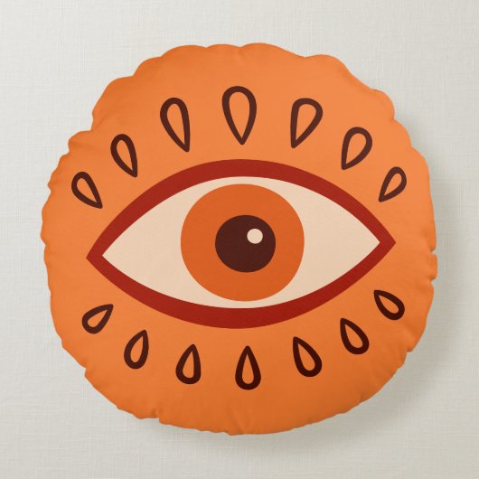 Evil Eye Sunset Boho Decor Accent Throw ラウンドクッション (正面)