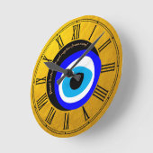 Evil Eye Talisman & Arabic Amulet /ギリシャ賛美 ラウンド壁時計 (傾斜)