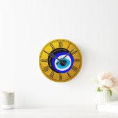 Evil Eye Talisman & Arabic Amulet /ギリシャ賛美 ラウンド壁時計 (ホーム)