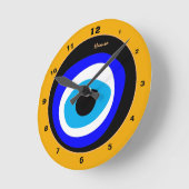 Evil Eye Talisman & Arabic Amulet /トルコ語，ギリシャ語 ラウンド壁時計 (傾斜)