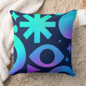 Evil Eye Throw Pillow Cosmic Teal Purple Mystical  クッション (ブランケット)