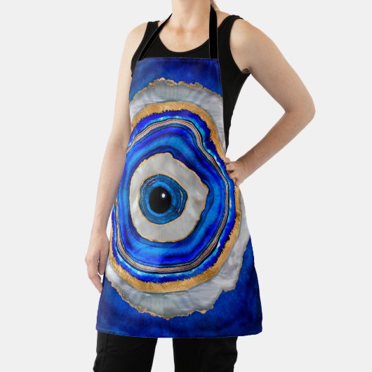 Evil Eye Watercolor agate and gold エプロン (インサイチュ)