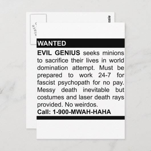 Evil Genius Ad ポストカード (正面/裏面)