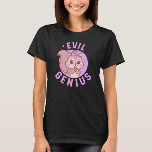 Evil Genius | Cute Squirrel Cartoon Tシャツ (正面)