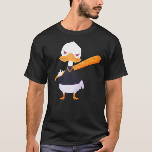 Evil Halloween duck with baseball bat Tシャツ (正面)
