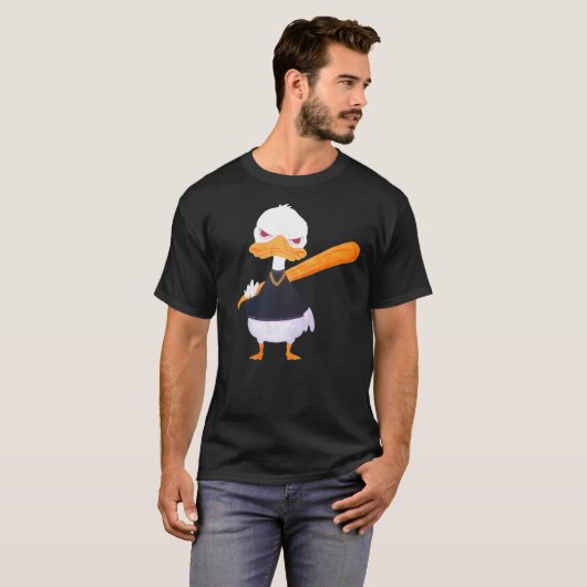 Evil Halloween duck with baseball bat Tシャツ (正面フル)