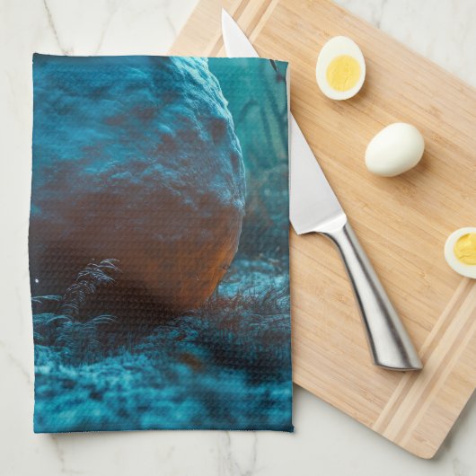 Evil Halloween Snowman with Glowing Eyes キッチンタオル (四つ折り)