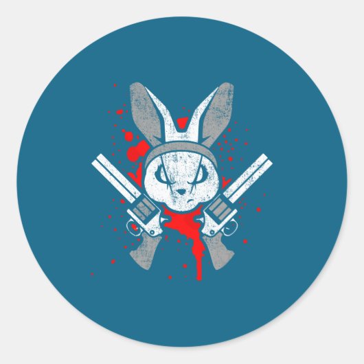 Evil Horror Rabbit Funny Rabbit Saying Easter Gift ラウンドシール (正面)