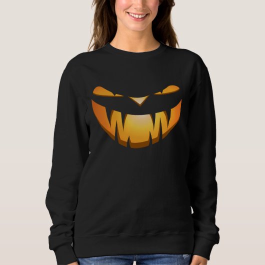 Evil Jack O Lantern Pumpkin w Vampire Fangs for Ha スウェットシャツ (正面)
