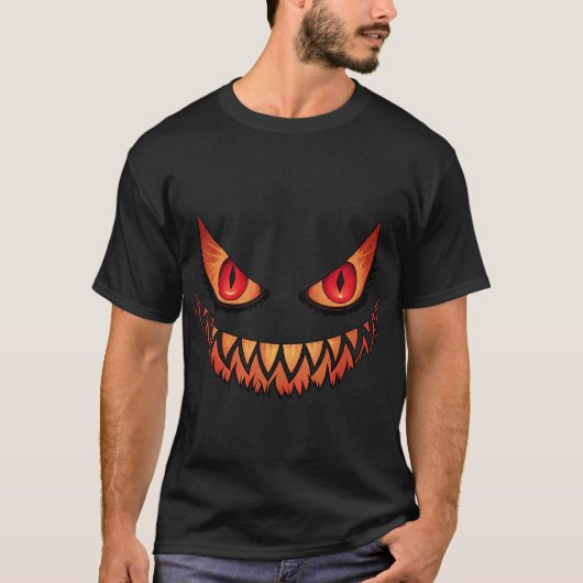 Evil Jack O’Lantern Smile – Creepy Grinning Pumpki Tシャツ (正面)