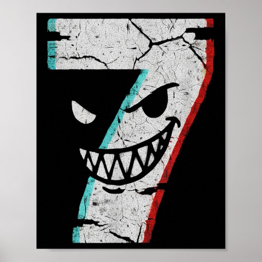 Evil Number 7 Shirt - 7 Ate 9 Joke 67 Meme Hallowe ポスター (正面)
