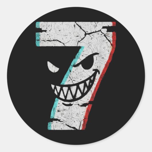 Evil Number 7 Shirt - 7 Ate 9 Joke 67 Meme Hallowe ラウンドシール (正面)