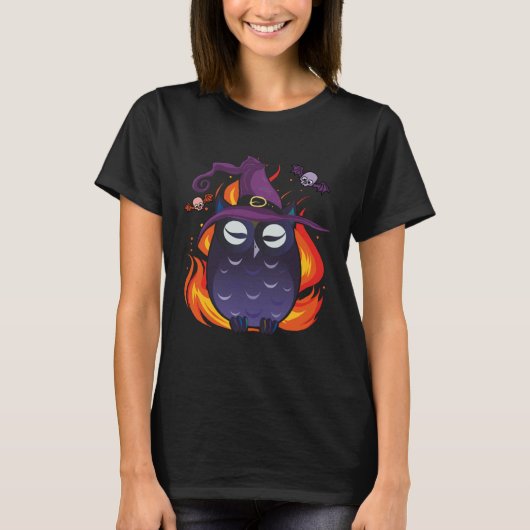Evil Owl Witch Scary Owl Lover Halloween Tシャツ (正面)