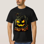 Evil Pumpkin with Snake Halloween Artwork Tシャツ (正面)